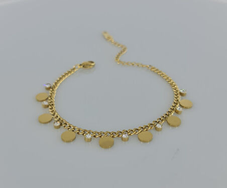 Pul Taşlı Çelik Bileklik Sns110-1