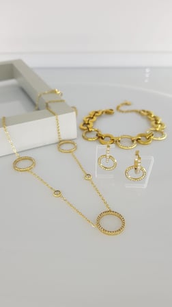Prenses Tasarım Gold Çelik takı Seti