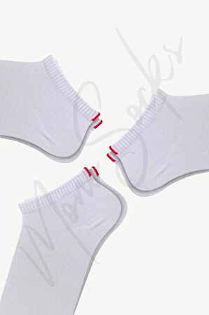 Mono Socks - 3lü Kırmızı Çentikli Dikişsiz Premium Pamuklu Çorap