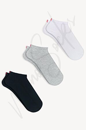 Mono Socks - 3lü Kırmızı Çentikli Dikişsiz Premium Pamuklu Çorap