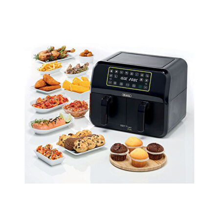 Ariete Airy Fryer Dual 4623 Çift Hazneli XXL 8 lt Yağsız Fritöz (Teşhir & Outlet) - 00C462300AR0