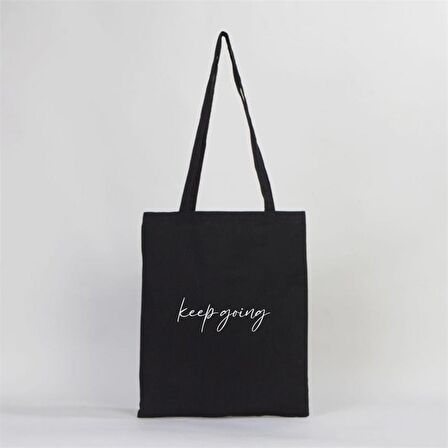Keep Going Motto Baskılı Bez Çanta