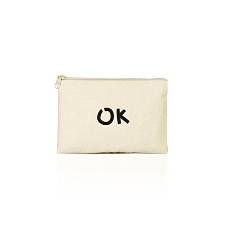 OK Baskılı Clutch Makyaj Çantası