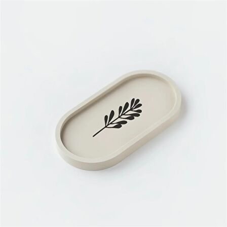 Minimal Desenli Beton Oval Dekoratif Sunumluk 2'li Set
