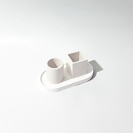 Beton Dekoratif Kare ve Silindir Obje Set