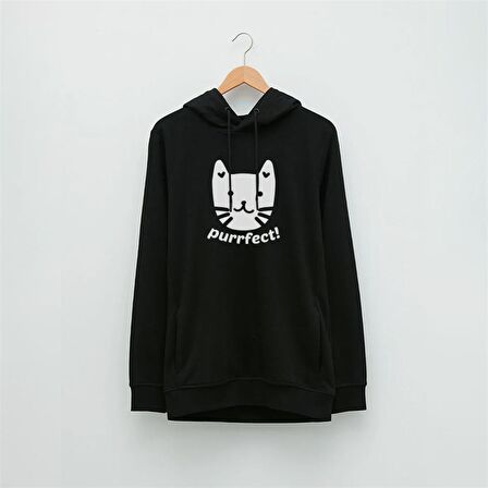 Sevimli Kedi Özel Tasarım Baskılı Hoodie