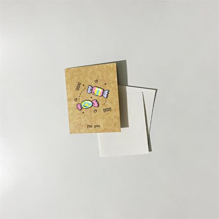 Şeker İllüstrasyonlu 3 Boyutlu Tebrik / Hediye Kartı
