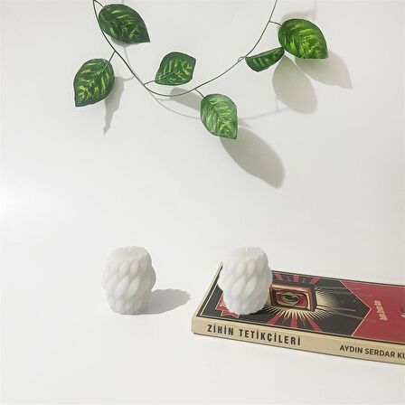 Dekoratif Mini Örgü Mum 2'li Set