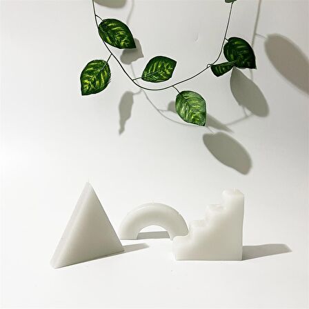 Dekoratif 3'lü Geometrik Mum Seti
