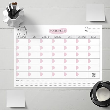Sevimli Kedi Aylık Planlayıcı A (12 Adet)