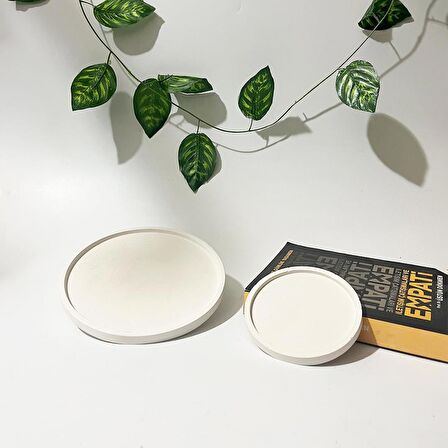 Dekoratif Beton Yuvarlak Sunumluk Set