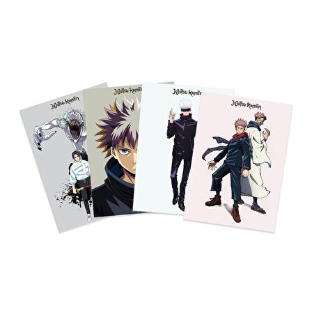 Anime Serisi Jujutsu Kaisen Poster Kart 4'lü Set