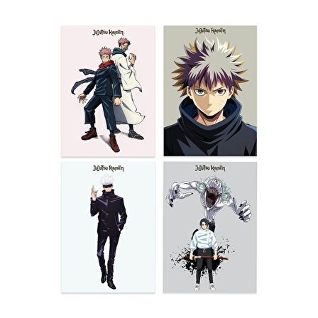 Anime Serisi Jujutsu Kaisen Poster Kart 4'lü Set