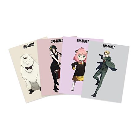 Anime Serisi Spy X Family Poster Kart 4'lü Set