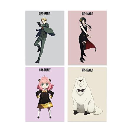Anime Serisi Spy X Family Poster Kart 4'lü Set