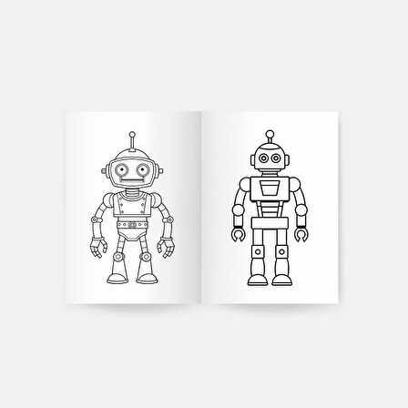 Robotlar Boyama Kitabı 2'li Set