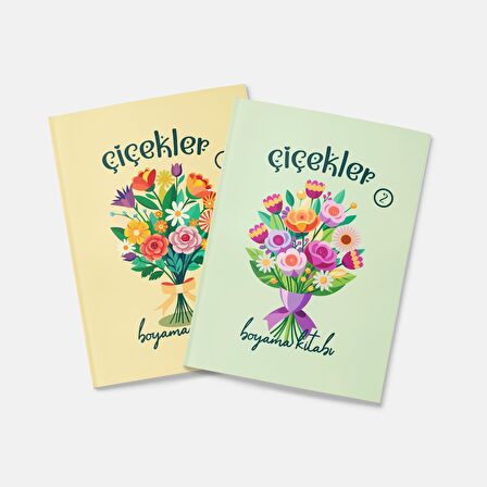 Çiçekler Boyama Kitabı 2'li Set