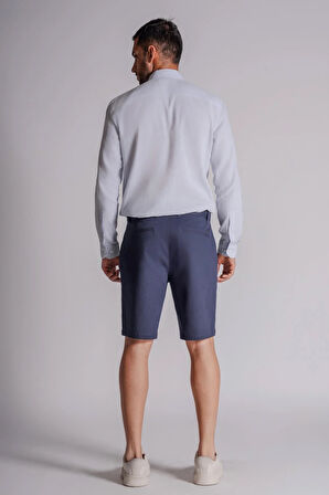 Erkek Yandan Cepli Klasik Bel Relaxed Fit Chino Şort Lacivert