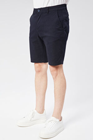 Erkek Modal Karşımlı Chino Slim Fit Şort Lacivert
