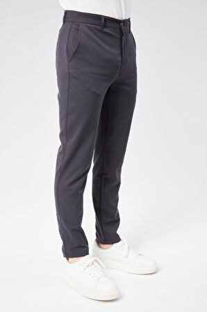 Erkek Chino Arka Cep Fleto Klasik Pantolon Antrasit