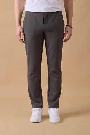 Erkek Beli Lastikli  Antrasit Chino Pantolon