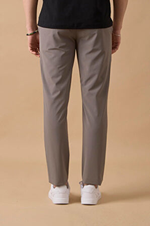 Erkek Arka Cepleri Fermuarlı Gri Jogger Pantolon