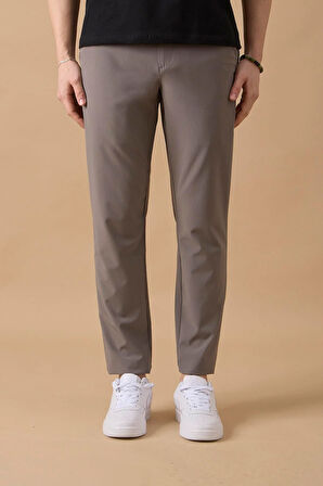 Erkek Arka Cepleri Fermuarlı Gri Jogger Pantolon