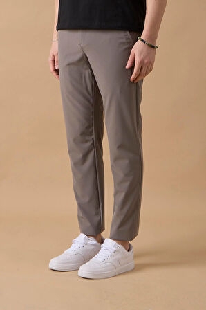 Erkek Arka Cepleri Fermuarlı Gri Jogger Pantolon