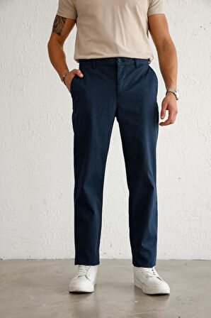 Erkek Armürlü Slim Fit Lacivert Pantolon