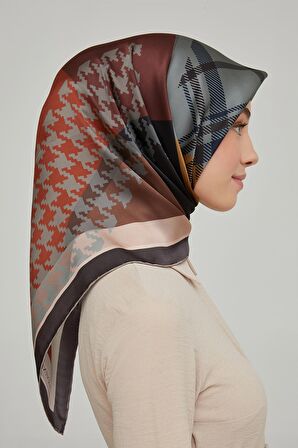 Armine Yeni Sezon 2022 İlkbahar Yaz Serisi %100 İPEK Twill Ekose Desen Eşarp 8620D-09