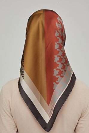 Armine Yeni Sezon 2022 İlkbahar Yaz Serisi %100 İPEK Twill Ekose Desen Eşarp 8620D-09