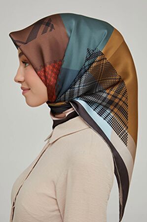 Armine Yeni Sezon 2022 İlkbahar Yaz Serisi %100 İPEK Twill Ekose Desen Eşarp 8620D-09