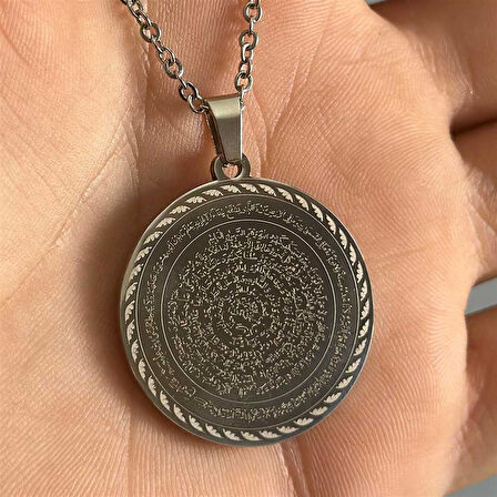 Nas-Felak Ve Cin Mektubu Yazılı Çelik Kolye