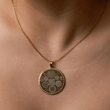 Dualı Altın Kaplama Yuvarlak Titanyum Çelik Kolye