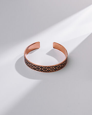 Aydınlanma Lotus Motifli Bakır Bilezik