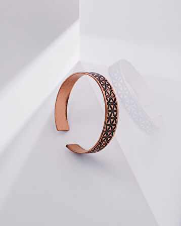 Aydınlanma Lotus Motifli Bakır Bilezik