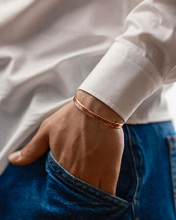 Ayetel Kürsi Yazılı İnce Bakır Bilezik