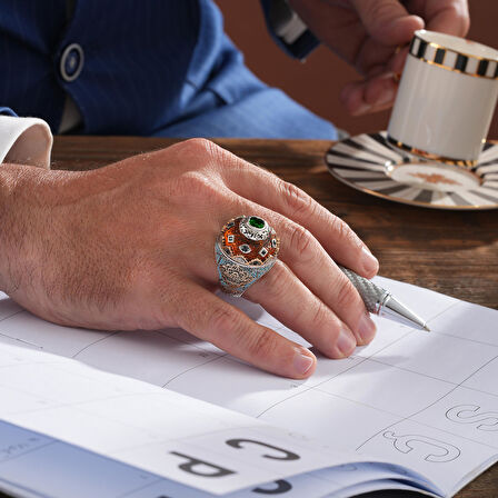 Özel Kabartmalı Hitabet Gümüş Yüzük