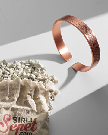 Çizgi Desenli Yazısız Prime Bakır Bilezik