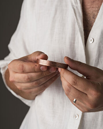 Doku Desenli Yazısız Prime Bakır Bilezik