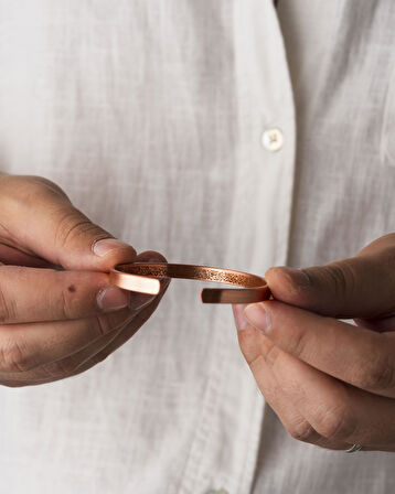 İçi Ayetel Kürsi Yazılı Dışı Düz İnce Bakır Bakır Bilezik