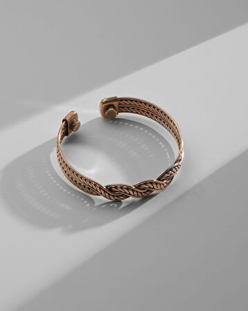 Burgu Yaprak Desenli Manyetik Bakır Bilezik