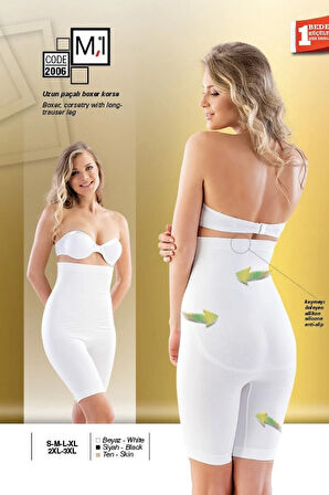 Beyaz 2006 Yüksek Bel Uzun Paçalı Korse