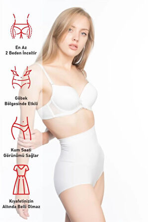 Beyaz 7024 Ince Yüksek Bel Slip Korse