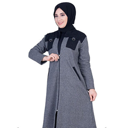 Omuzu Parçalı Füme  Tesettür Kap