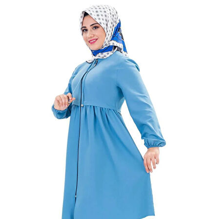 Fermuarlı Mevsimlik Tesettür Kap İndigo
