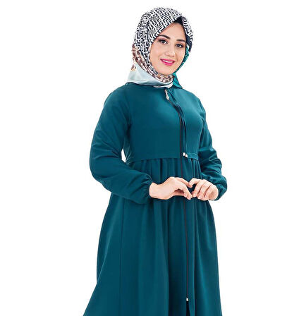 Fermuarlı Mevsimlik Tesettür Kap Zümrüt