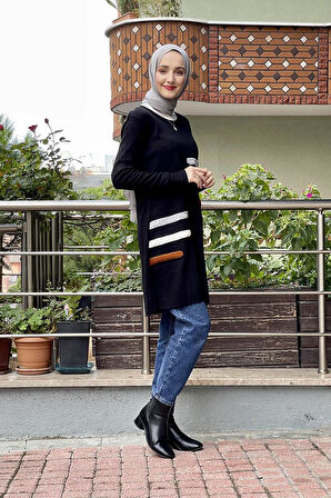 Moda Çizgi Triko Tunik