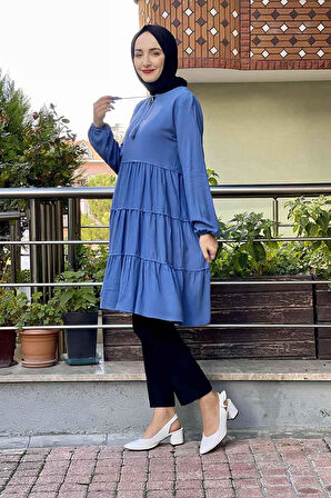 Moda Çizgi Desenli Tunik