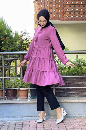 Moda Çizgi Desenli Tunik